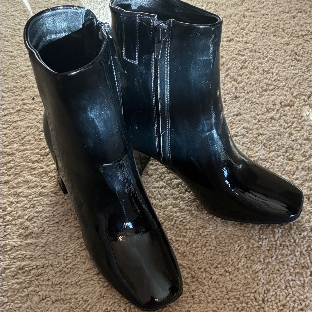 Sugar Black Patent Ankle Booties